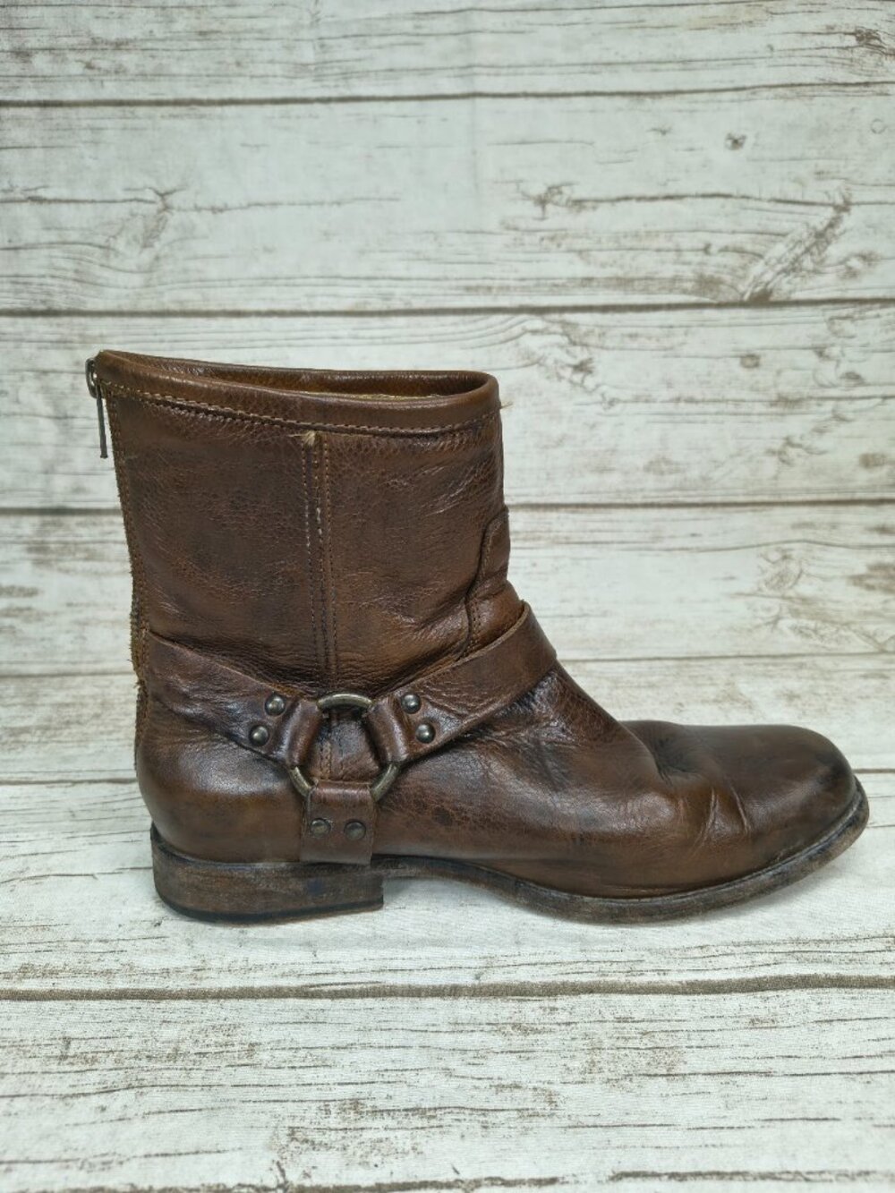 Frye Brown Leather Harness Boots Size 10B